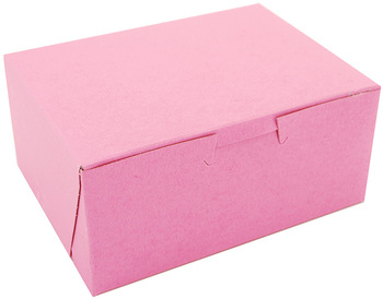 Pink Non-Window Bakery Boxes, 6 x 4-1/2 x 2-3/4 in, 250/Case.