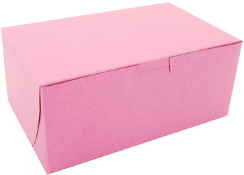 Pink Non-Window Bakery Boxes, 8 x 5 x 3-1/2 in, 250/Case.