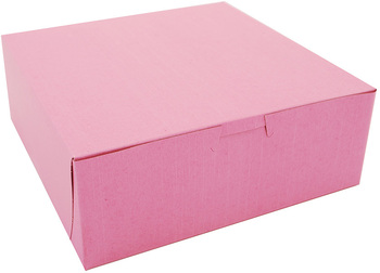 Pink Non-Window Bakery Boxes, 8 x 8 x 3 in, 250/Case.