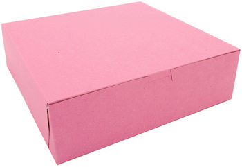 Pink Non-Window Bakery Boxes, 10 x 10 x 3 in, 200/Case.