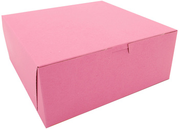 Pink Non-Window Bakery Boxes, 10 x 10 x 4 in, 100/Case.