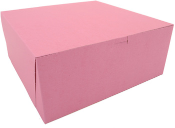 Pink Non-Window Bakery Boxes, 12 x 12 x 5 in, 100/Case.
