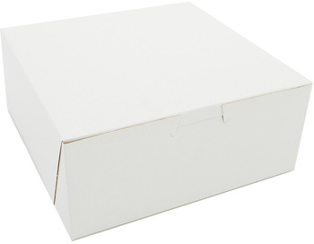 White Non-Window Bakery Boxes, 7 x 7 x 3 in, 250/Case.