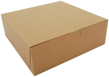 Kraft Non-Window Bakery Boxes, 9 x 9 x 3 in, 250/Case.