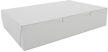 SCT® Non-Window Bakery Boxes for 1/4 Sheet Cakes. 14-1/2 X 10-1/2 X 3 in. White. 100/case.