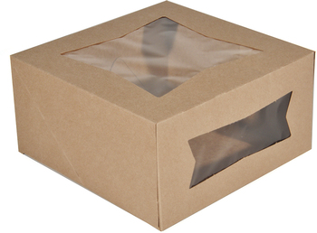 Kraft Window Bakery Boxes, 10 x 10 x 5 in, 150/Case.