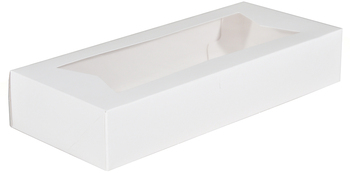 SCT® Paperboard Window Bakery Boxes. 12-1/2 X 5-1/2 X 2-1/4 in. White. 200/case.