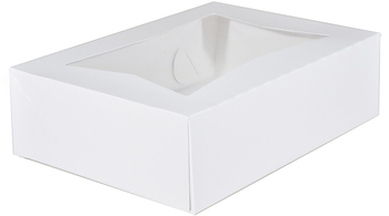 SCT® Paperboard Window Bakery Boxes. 14 X 10 X 4 in. White. 100/case.