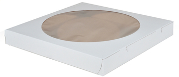 SCT® Paperboard Window Bakery Boxes. 14 X 14 X 1-3/4 in. White. 100 boxes/case.