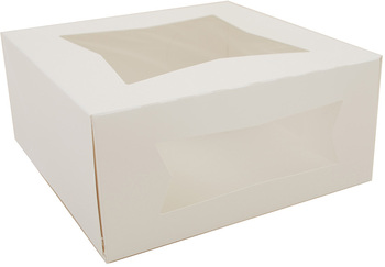 SCT® Paperboard Window Bakery Boxes. 9 X 9 X 4 in. White. 150/case.