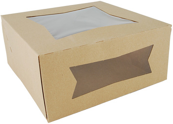 SCT® Paperboard Window Bakery Boxes. 9 X 9 X 4 in. Brown. 150/case.
