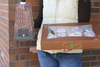 A Picture of product SCH-24016 Window Bakery Boxes. 8 X 8 X 2-1/2 in. Hearthstone pattern. 200/Case.