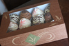 A Picture of product SCH-24016 Window Bakery Boxes. 8 X 8 X 2-1/2 in. Hearthstone pattern. 200/Case.