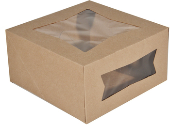 SCT® Paperboard Window Bakery Boxes. 8 X 8 X 4 in. Kraft. 150/case.