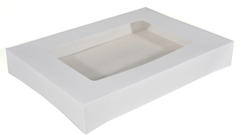 1/2 Sheet Automatic Window Bakery Box Tops. 16 X 11-1/2 X 2-3/8 in. White. 250/Case.