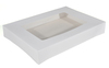 A Picture of product SCH-2495 1/2 Sheet Automatic Window Bakery Box Tops. 16 X 11-1/2 X 2-3/8 in. White. 250/Case.