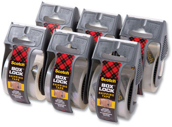 Scotch® Box Lock™ Shipping Packaging Tape 1.5" Core with Dispenser, 1.88" x 22.2 yds, Clear, 6/Pack