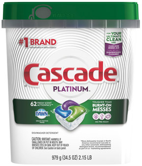 Cascade® Platinum ActionPacs® Fresh Scent, 34.5 oz, 62/Tub, 3 Tubs/Case.