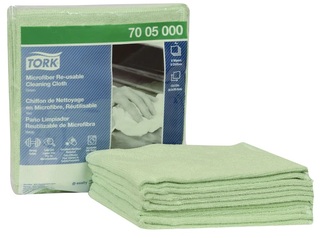 Tork Re-usable Microfiber Cleaning Cloths. Green. 48/case.