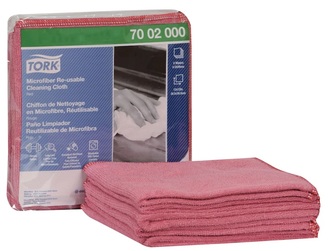 Tork Re-usable Microfiber Cleaning Cloths. Red . 48/case.