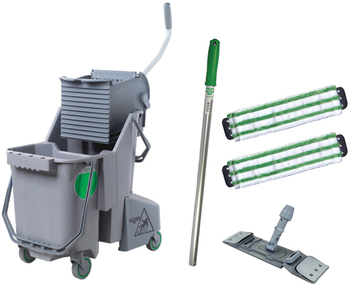 Desk & Table Cleaning Kit, Floor Cleaning Buckets - Cleaning Tools, Capacity 32 Qt / 30 L, Color Gray/Green, Material Plastic, Each