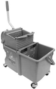 SmartColor System.  15 Liter Dual Bucket with Side Press Wringer.  Neutral Gray Color.