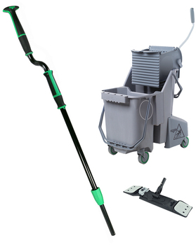 Unger Excella Microfiber Mop with Dual Bucket. 32 qt. Black/Green/Gray.