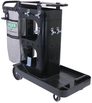 RestroomRx Cleaning Cart, Janitorial Cleaning - Commercial Cleaning, Color Black, Material Plastic/Vinyl/Aluminum, Each