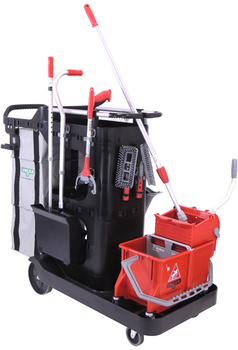 RestroomRx Restroom Cleaning Specialist System Complete. 16 qt. Black and Red.