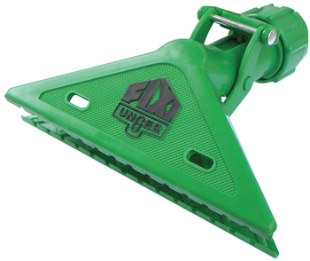 Fixi-Clamp.  Green Nylon.  Plastic Clamp for gripping brushes, sponges, cloths and other tools.  Fits Unger Poles.