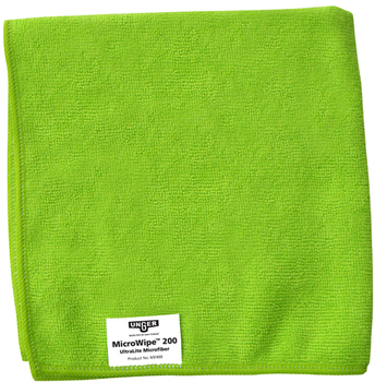 Unger MicroWipe™ 200 UltraLite Microfiber Cleaning Cloths. 16 X 16 in. / 40 X 40 cm. Green. 10/case.