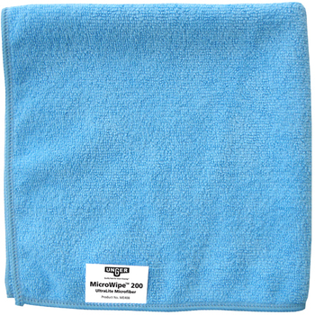 Unger MicroWipe™ 200 UltraLite Microfiber Cleaning Cloths. 16 X 16 in. / 40 X 40 cm. Blue. 10/case.