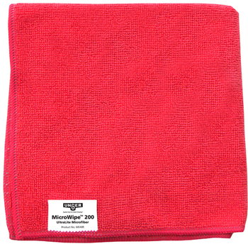 Unger MicroWipe™ 200 UltraLite Microfiber Cleaning Cloths. 16 X 16 in. / 40 X 40 cm. Red. 10/case.