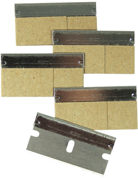 Unger Steel Safety Scraper Replacement Blades. 1.5 in / 4 cm. Silver. 10 trays, 100/tray.