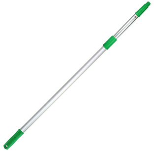 Unger UniTec 2-Section Telescopic Cleaning Pole,s. 13 ft/4 m. Silver/Green. 10/case.