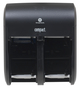 A Picture of product 971-704 Compact® Vertical Four Roll Coreless Tissue Dispenser.  Black