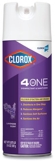 Clorox® 4-in-One Disinfectant and Sanitizer Aerosol Spray. 14 oz. Lavender. 12/Carton.