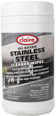 Claire Stainless Steel Wipes, 9.5" x 12", 40 Wipes/Tub, 6 Tubs/Case