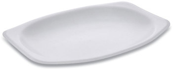 Placesetter® Satin Non-Laminated Foam Tableware. 7" x 9" Entrée Platter. White Color, 800/Case