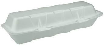 Pactiv Dual Tab Lock Hoagie Foam Hinged Lid Containers. 13 X 4 X 4 in. White. 250/Carton.