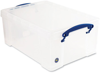 Really Useful Box® Snap-Lid Storage Bin, 2.38 gal, 10.25" x 14.5" x 6.25", Clear/Blue
