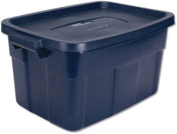 Rubbermaid® Roughneck™ Storage Box, 14 gal, 15.88" x 23.88" x 12.25", Dark Indigo Metallic