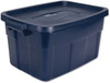 A Picture of product UNX-RMRT140008 Rubbermaid® Roughneck™ Storage Box, 14 gal, 15.88" x 23.88" x 12.25", Dark Indigo Metallic