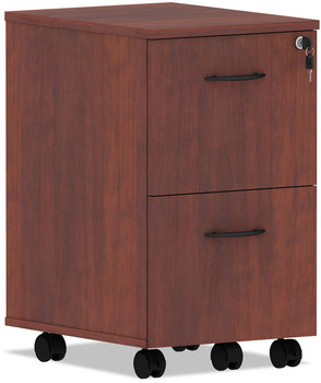 Alera® Valencia™ Series Mobile File/File Pedestal Left or Right, 2 Legal/Letter-Size File Drawers, Medium Cherry, 15.38" x 20" 26.63"