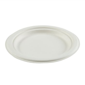 AmerCareRoyal Compostable Round Molded Fiber Plates. 7 in. White. 1000/case.