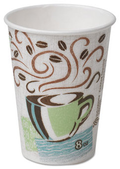 Dixie® PerfecTouch® Individually Wrapped Insulated Paper Hot Cups. 8 oz. Coffee Haze Design. 50 cups/bag, 20 bags/case.
