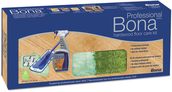 Bona® Hardwood Floor Care Kit, 15" Wide Microfiber Head, 52" Blue Steel Handle