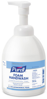 PURELL® Antimicrobial Foam Handwash With 2% CHG in Counter Top Pump Bottle. 535 mL. Fragrance-free. 6/case.