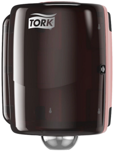 Tork Maxi Centerfeed Wiper Dispenser. 12.9 X 17.6 X 11.9 in. Red/Smoke.