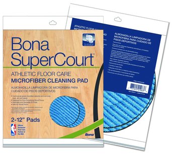 Bona SuperCourt Athletic Floor Care Microfiber Cleaning Pad. 12 in. Light/Dark Blue. 2/Pack.